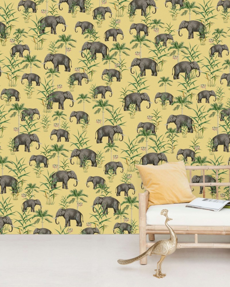 Bild på Oscar the Elephant Yellow Mural - Mur-Basic-OscYel-4*2.80