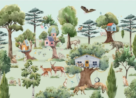 Picture of Treehouse in the Forest Mural  - Mur-Basic-Treehouse-4*2.80