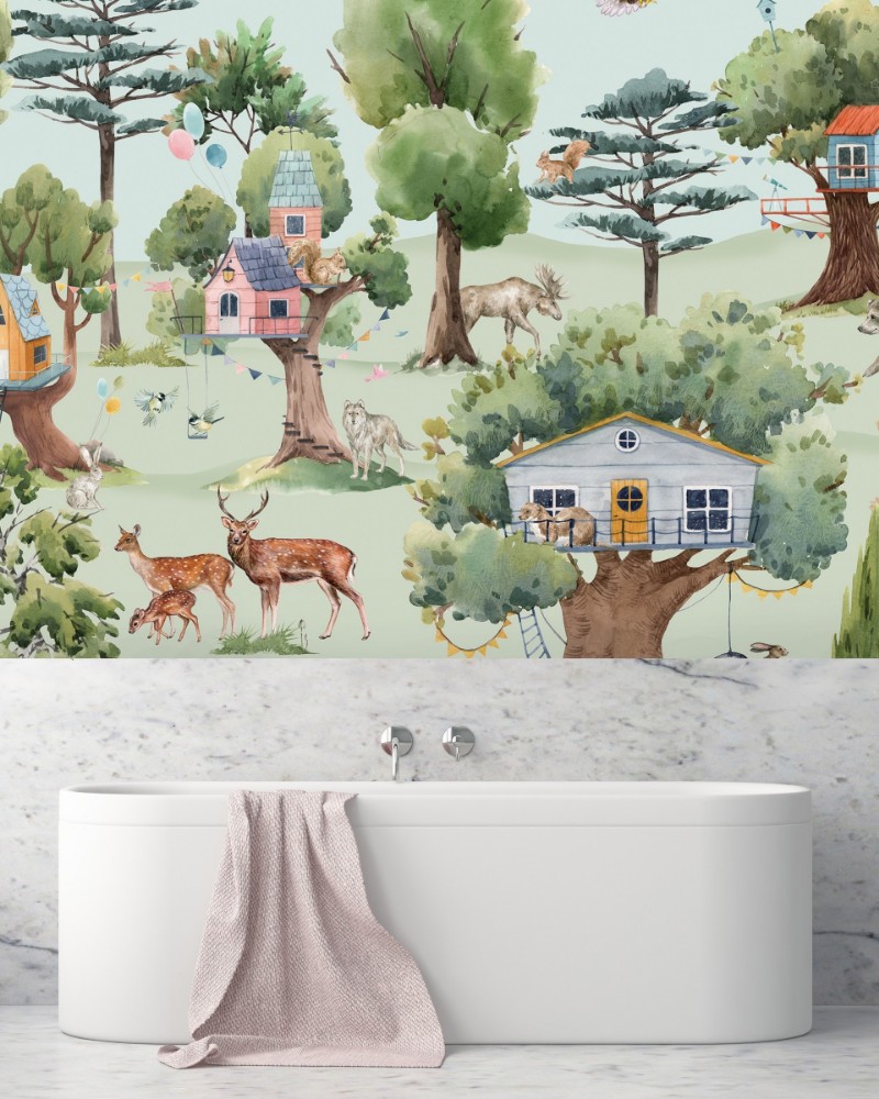 Picture of Treehouse in the Forest Mural  - Mur-Basic-Treehouse-4*2.80