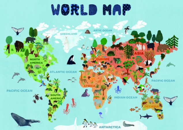 Afbeeldingen van World map for kids