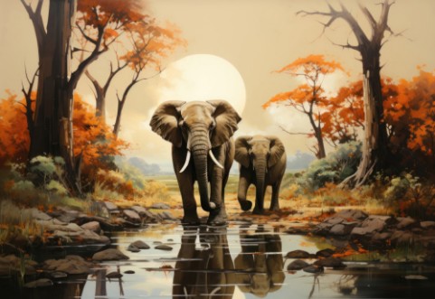 Afbeeldingen van Walking Elephants