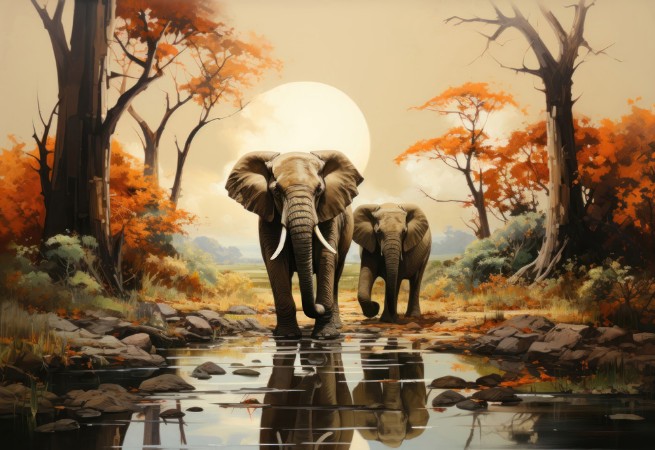 Picture of Walking Elephants