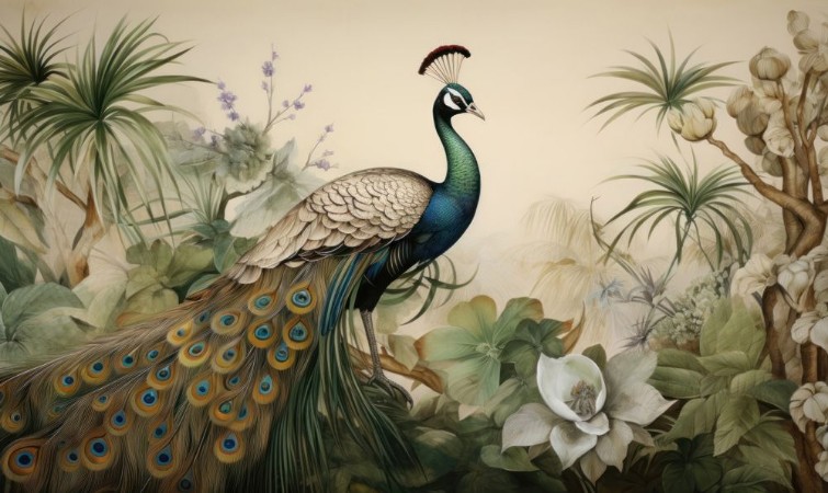 Powerful Peacock photowallpaper Wallpassion
