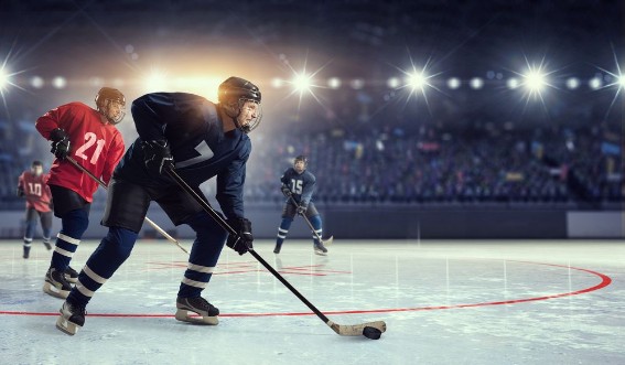 Hockey Player on Ice photowallpaper Scandiwall