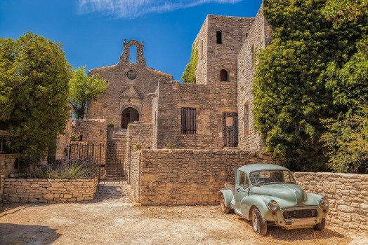 Picture of Car Against Church in the Luberon, Provence, France