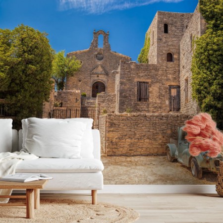 Image de Car Against Church in the Luberon, Provence, France