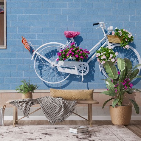 Bild på Vintage Bicycle with Flower Cecoration