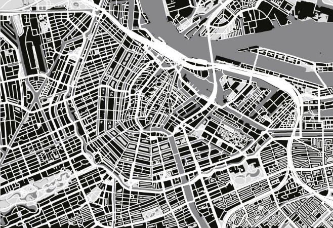 City map of Amsterdam photowallpaper Scandiwall