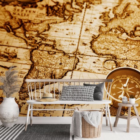 Picture of Compass on Vintage Map