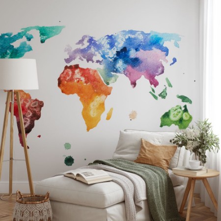 Afbeeldingen van Watercolor World Map