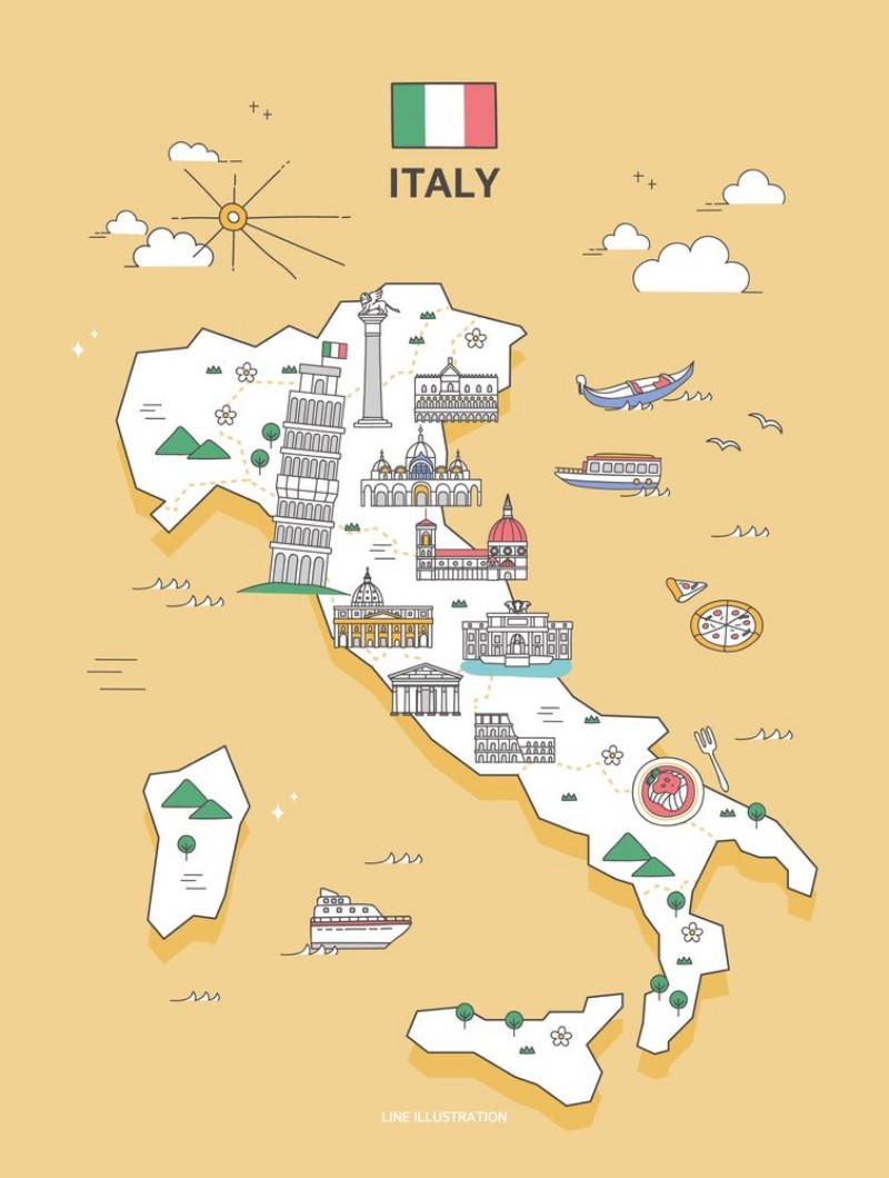 Picture of Italy Landmark Map