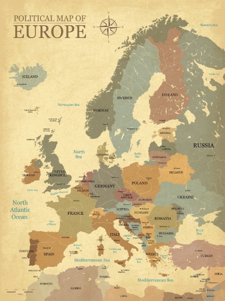 Picture of Map of Europe with Capitals