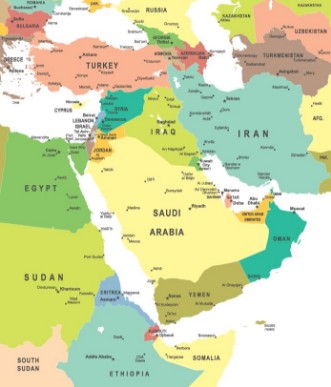 Afbeeldingen van Middle East and Asia map