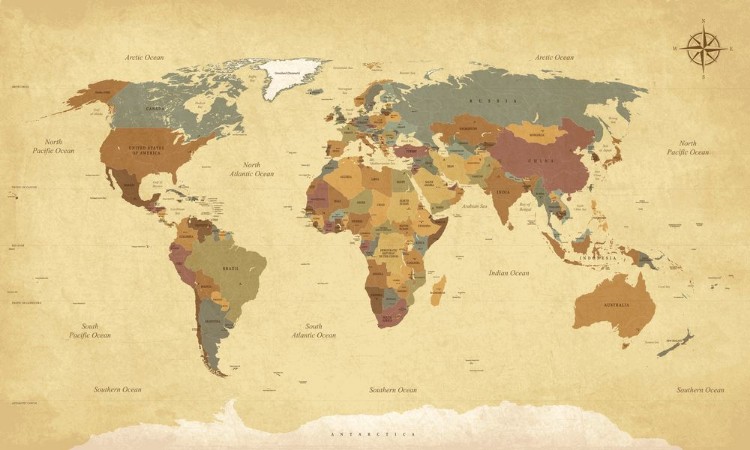 Textured Vintage World Map photowallpaper Scandiwall