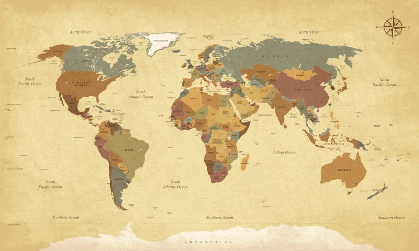 Afbeeldingen van Textured Vintage World Map