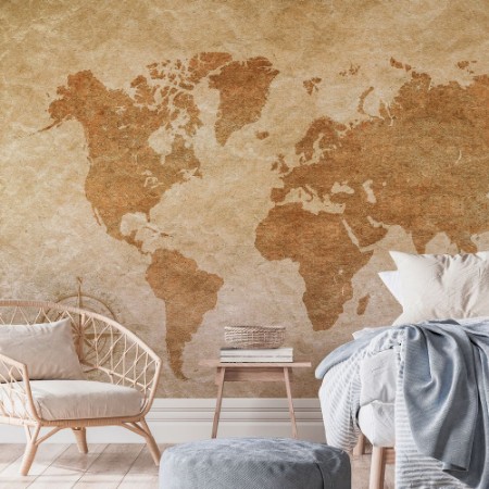 Afbeeldingen van Vintage Paper World Map