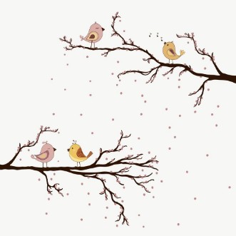 Afbeeldingen van Cute birds on branches