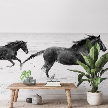 Picture of Horses Galopading on the Seashore