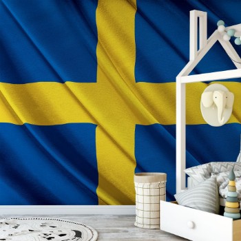 Bild på Colorful Swedish Flag Waving in The Wind