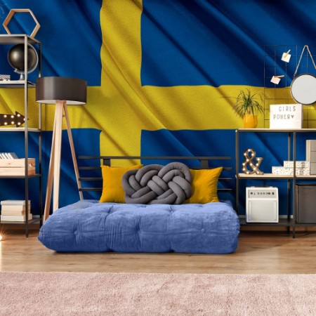 Image de Colorful Swedish Flag Waving in The Wind