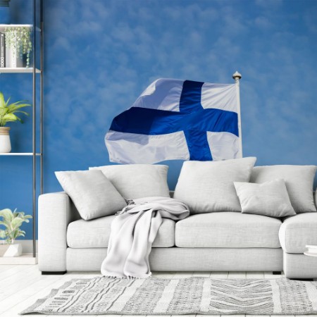 Picture of Finnish Flag in the wind