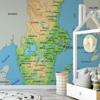 Image de High Detailed Swedish Physical map