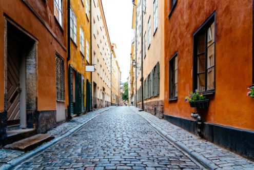 Old Town Street in Stockholm photowallpaper Scandiwall
