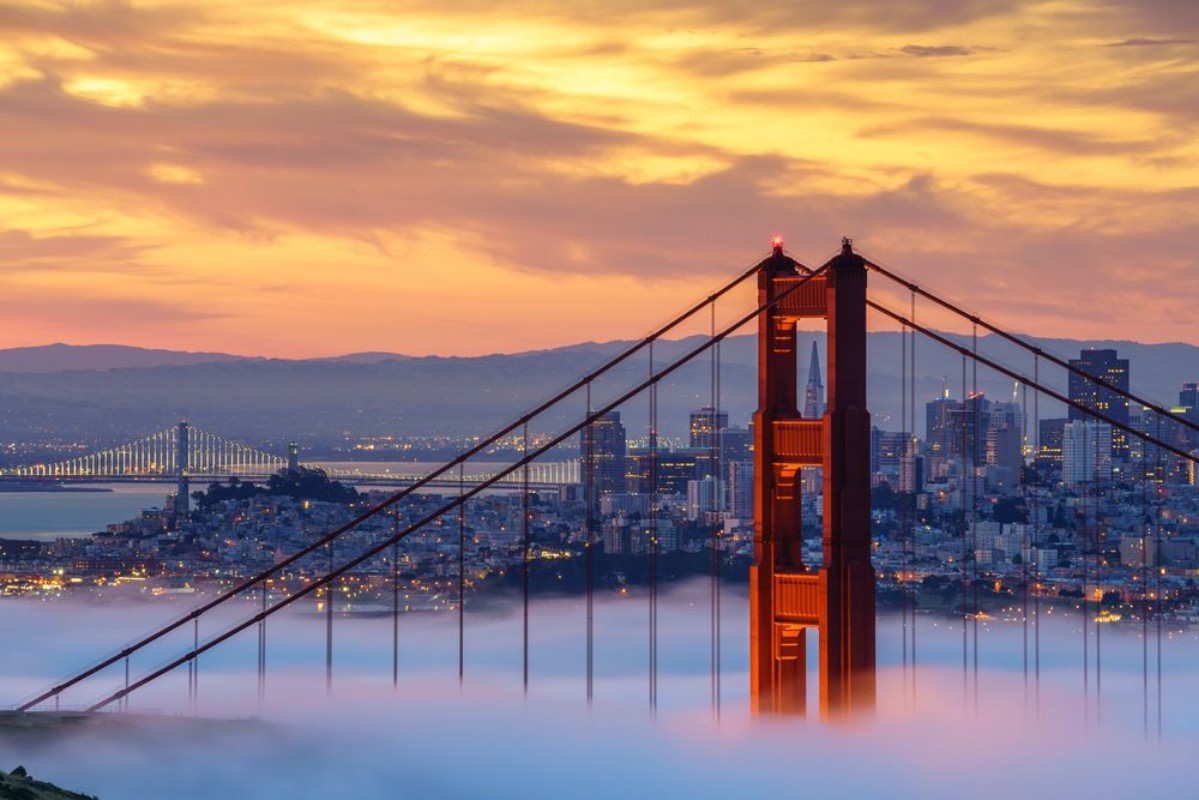 Bild på Misty Mornings at the Golden Gate