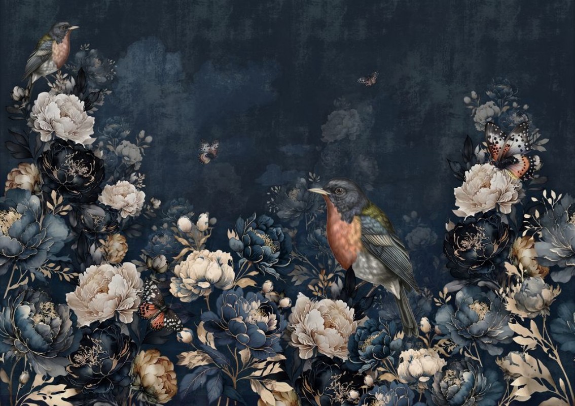 Afbeeldingen van Navy Nocturne with Peonies