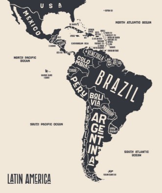Latin America Map photowallpaper Scandiwall