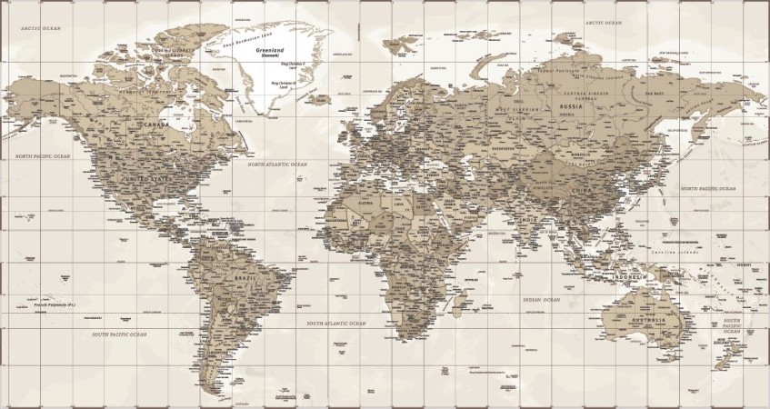 Retro World Map photowallpaper Scandiwall