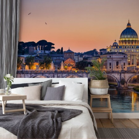 Image de Night view of the Basilica St Peter in Rome