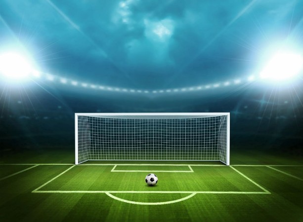Stadium with soccer ball photowallpaper Scandiwall