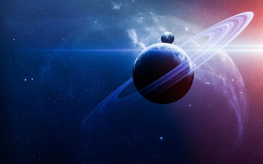 Planets in Space, Nebula and Stars photowallpaper Scandiwall