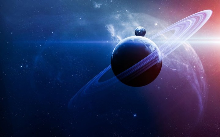 Planets in Space, Nebula and Stars photowallpaper Scandiwall