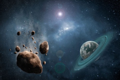 Afbeeldingen van Cosmos Scene with Asteroid