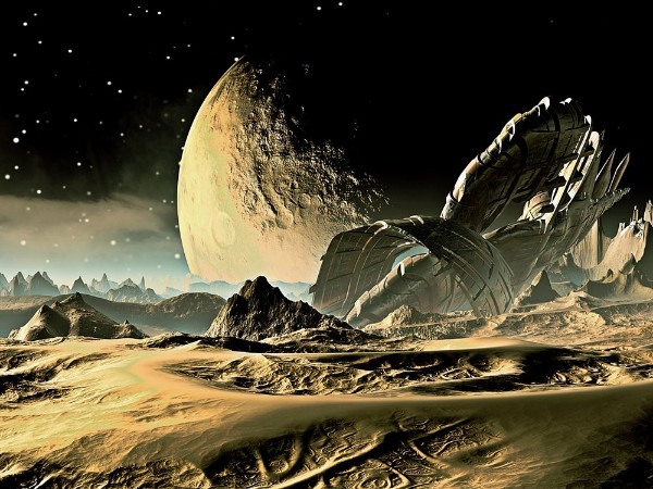 Picture of Crashed Alien Spaceship on Distant World