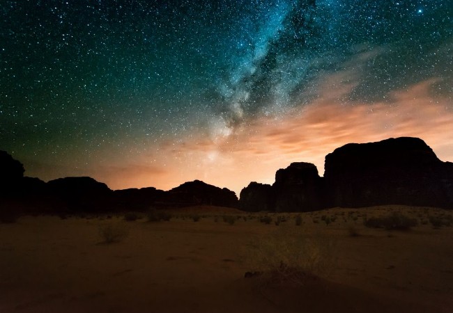 Afbeeldingen van Night in Wadi Rum desert. Jordan
