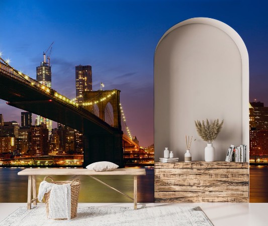 Image de Panorama with Brooklyn Bridge at Sunset