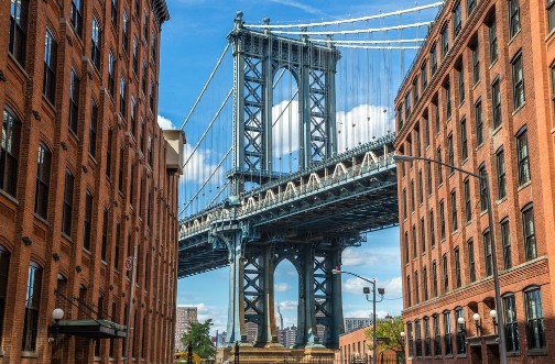 Afbeeldingen van New York City Brooklyn Bridge in Dumbo