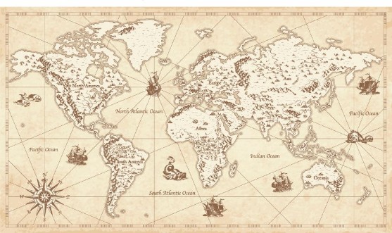Afbeeldingen van Vintage Illustrated World Map