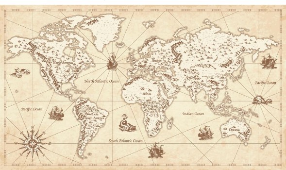 Bild på Vintage Illustrated World Map