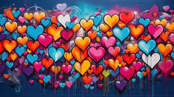 Graffiti Hearts photowallpaper Scandiwall