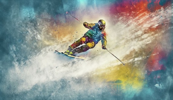 Afbeeldingen van Skier in a Spin