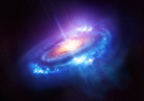Picture of A Colourful Spiral Galaxy in Deep Space