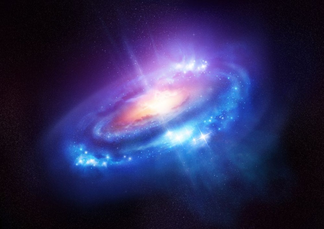 Afbeeldingen van A Colourful Spiral Galaxy in Deep Space