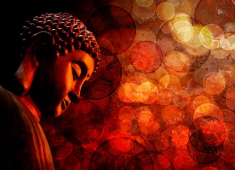 Picture of Bronze Red Zen Buddha Statue Meditating