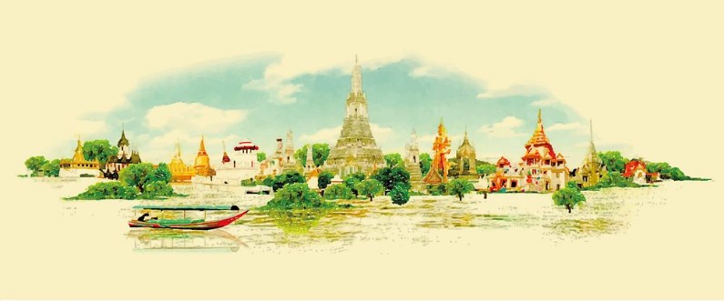 Afbeeldingen van Water color vector panoramic BANGKOK view