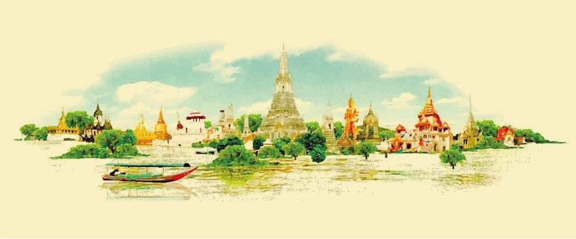 Picture of Water color vector panoramic BANGKOK view