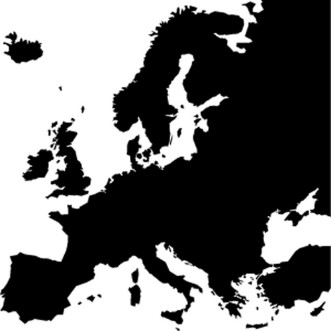 Afbeeldingen van Black blank map of Europe